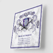 Make Your Own Coat of Arms Silver Horse Shield Quadratische Wanduhr (Winkel)