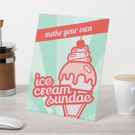 Make your own Ice Cream Sundae Bar Tabletop Sign  Sockelschild (In SItu)