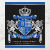 Make Your Own Silver Lion Emblem Coat of Arms Blue Weinetikett (Einzelnes Label)