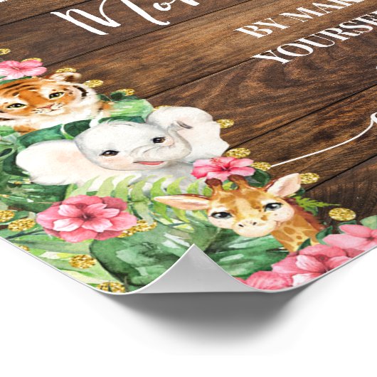 Make Yourself Addressee Rustic Pink Safari Shower Poster (Ecke)