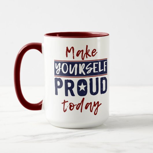 "Make Yourself Proud" benutzerdefinierte Monogramm Tasse (Links)