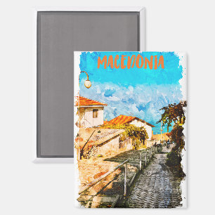 Makedonien Balkan Watercolor Travel Magnet
