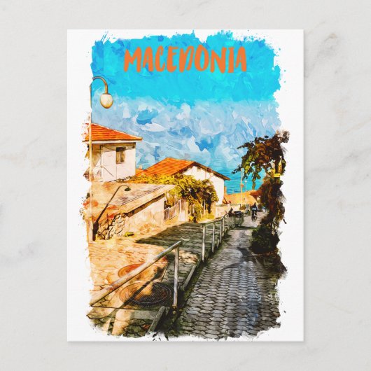 Makedonien Balkan Watercolor Travel Postkarte (Vorderseite)