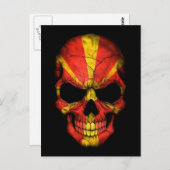 Makedonischer Flaggenschädel auf schwarz Postkarte (Vorne/Hinten)