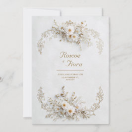 Makellose Weiße Florale Goldene Rebe Elegante Hoch Einladung