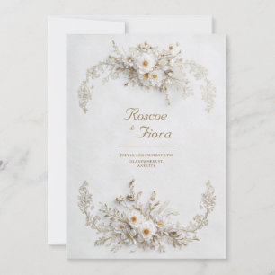 Makellose Weiße Florale Goldene Rebe Elegante Hoch Einladung