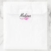 Makena Artistic Name Design mit Blume Quadratischer Aufkleber (Tasche)