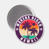 Makena Beach Hawaii Retro Palm Trees 60er Souvenir Magnet (Vorderseite/Rückseite)