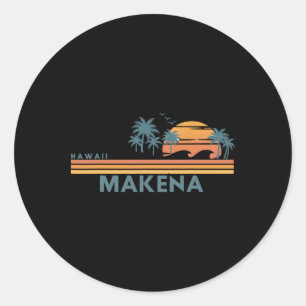 Makena Beach Hawaii Sommerurlaub Vintage 70er Jahr Runder Aufkleber