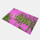 Makena Beach Hawaiian Sketchy Palms Aloha Fußmatte (Schrägansicht)