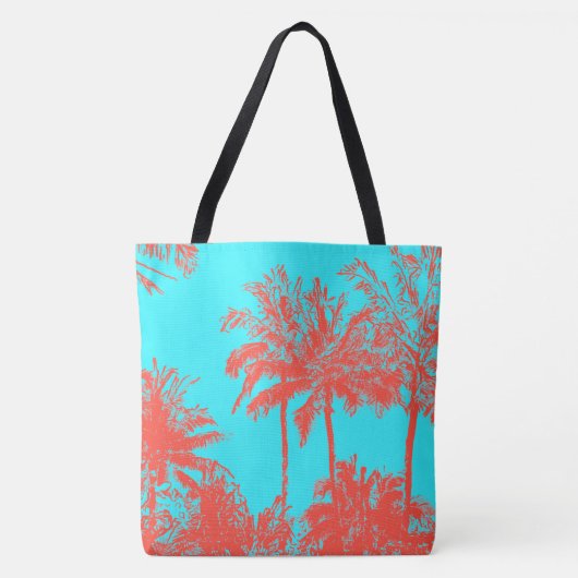 Makena Beach Hawaiian Sketchy Palms Beach Bag Tasche (Vorderseite)