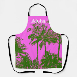 Makena Beach Hawaiian Sketchy Palms - Fuchsia Schürze