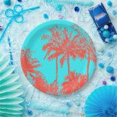 Makena Beach Hawaiian Sketchy Palms Pappteller (Party)
