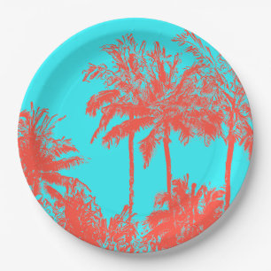 Makena Beach Hawaiian Sketchy Palms Pappteller