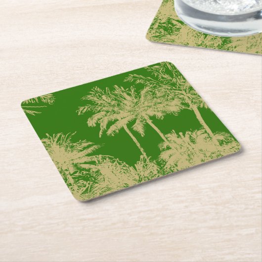 Makena Beach Hawaiian Sketchy Palms Rechteckiger Pappuntersetzer (angewinkelt)