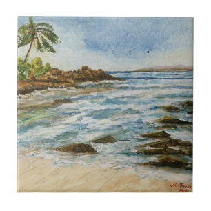 Makena Bucht-Hawaii-Strand-Aquarell Fliese