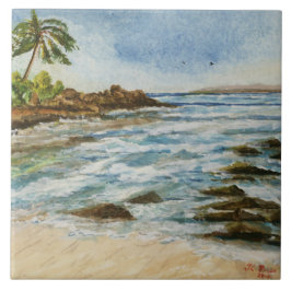 Makena Bucht-Hawaii-Strand-Aquarell Fliese