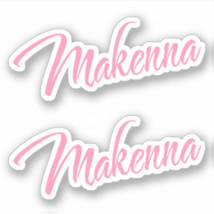 Makenna-Dekorname in Rosa x2-Aufkleber Aufkleber
