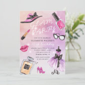 Makeover Glam Sparkle Geburtstagsparty Einladung (Stehend Vorderseite)