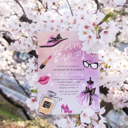 Makeover Glam Sparkle Geburtstagsparty Einladung
