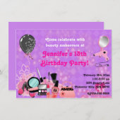 Makeover Makeup Beauty Girls Party Einladungen (Vorne/Hinten)