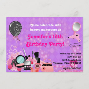 Makeover Makeup Beauty Girls Party Einladungen