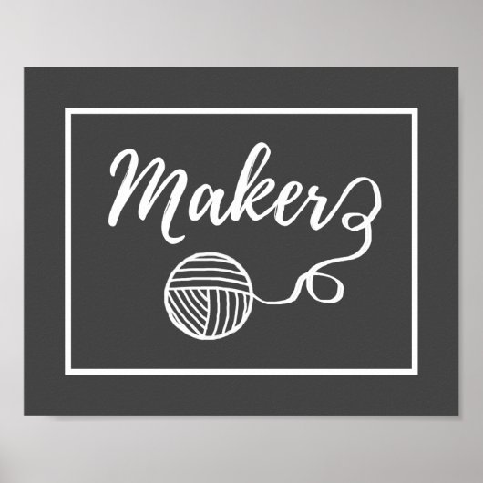 Maker Garne + Handarbeit Typografie dunkel Poster (Vorne)