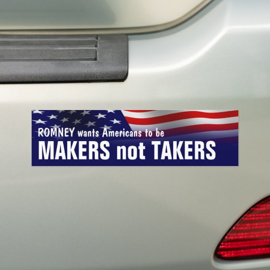Maker not Takers - Romney Ryan 2012 Autoaufkleber (Auf Auto)
