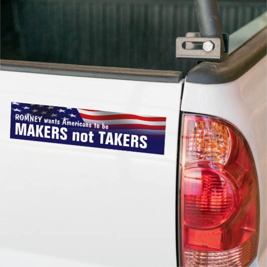 Maker not Takers - Romney Ryan 2012 Autoaufkleber (Auf Lkw)