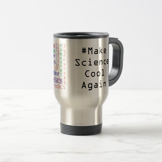 #MakeScienceCoolAgain - Wissenschaftskaffee-Tasse Reisebecher (VorderseiteRechts)