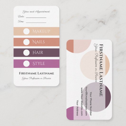Makeup and Beauty Salon Ernennung für Dienstleistu Visitenkarte (Vorne/Hinten)