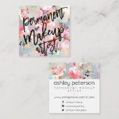 Makeup artipografy modern floral watercolor quadratische visitenkarte (Vorne/Hinten)