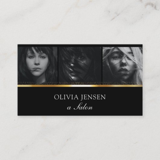 Makeup Artist 3 Foto Gold Business Card Visitenkarte (Vorderseite)