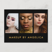 Makeup Artist 3 Foto Gold Business Postkarte (Vorderseite)