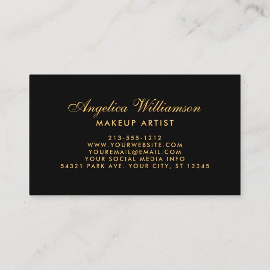 Makeup Artist 3 Foto Gold Visitenkarte (Rückseite)