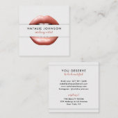 Makeup artist 3d chic pink lips moderne graue beau quadratische visitenkarte (Vorne/Hinten)