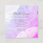 Makeup Artist Abstrakte Aquarellformen Quadratische Visitenkarte (Rückseite)