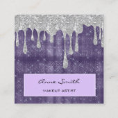 Makeup Artist Amethyst Silver Glitzer Drift Quadratische Visitenkarte (Vorderseite)