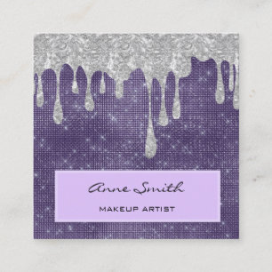 Makeup Artist Amethyst Silver Glitzer Drift Quadratische Visitenkarte