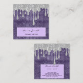 Makeup Artist Amethyst Silver Glitzer Drift Quadratische Visitenkarte (Vorne/Hinten)