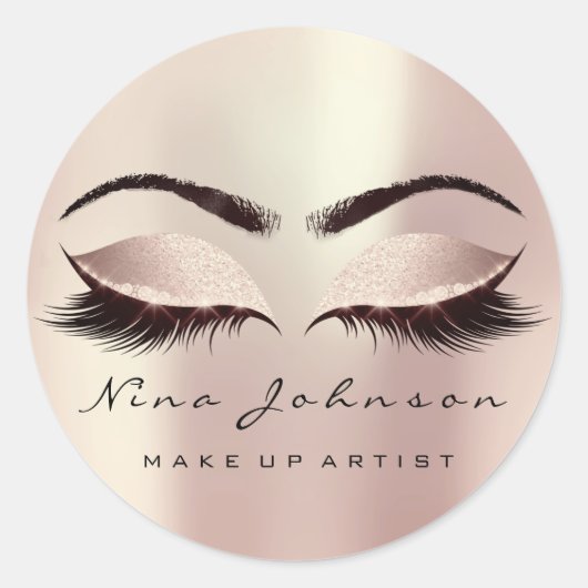 Makeup Artist Beauty Blush Pink Augen Glitzer Lash Runder Aufkleber (Vorderseite)