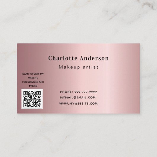 Makeup artist beauty blush Skript QR Foto Code Visitenkarte (Rückseite)