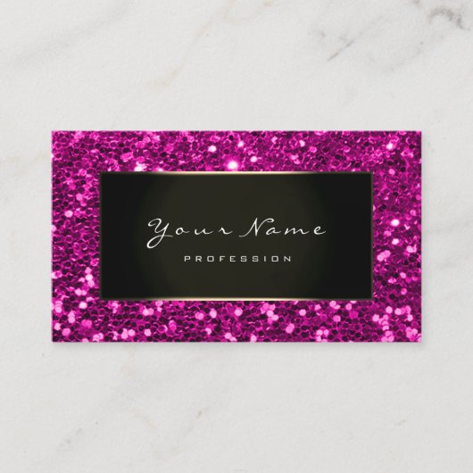 Makeup Artist Beauty Gerahmt Fuchsia Pink Glitzer Visitenkarte (Vorderseite)