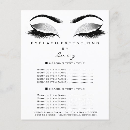 Makeup Artist Beauty Glitzer Preis Schwarz-weiß Flyer (Vorne)