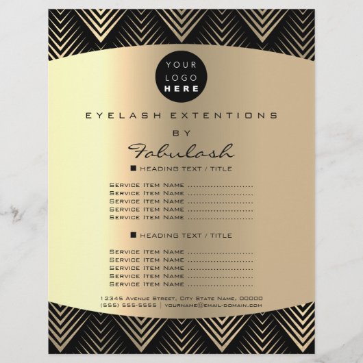 Makeup Artist Beauty Gold Black Logo Flyer Preise (Vorne)