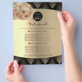 Makeup Artist Beauty Gold Black Logo Haare Preise Flyer (Hand)