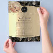 Makeup Artist Beauty Gold Black Logo Haare Preise Flyer (Hand)