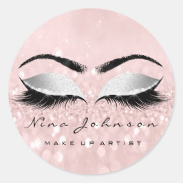 Makeup Artist Beauty Grey Pink Eye Glitzer Lashes Runder Aufkleber