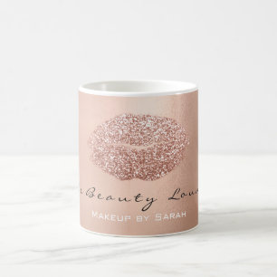Makeup Artist Beauty Kiss Lips Pink Gold Glitzer Kaffeetasse