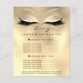 Makeup Artist Beauty Lash Glitzer Preisliste Gold Flyer